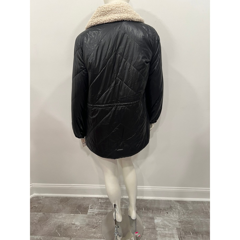 Kenneth Cole Coat Womens Black Quilted Puffer Jacket Sherpa Collar 1X New w Tags - Picture 2 of 16